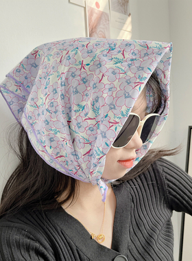 棉质丝绸小方巾女夏季护颈小丝巾职业小领巾百搭头巾时尚洋气围巾