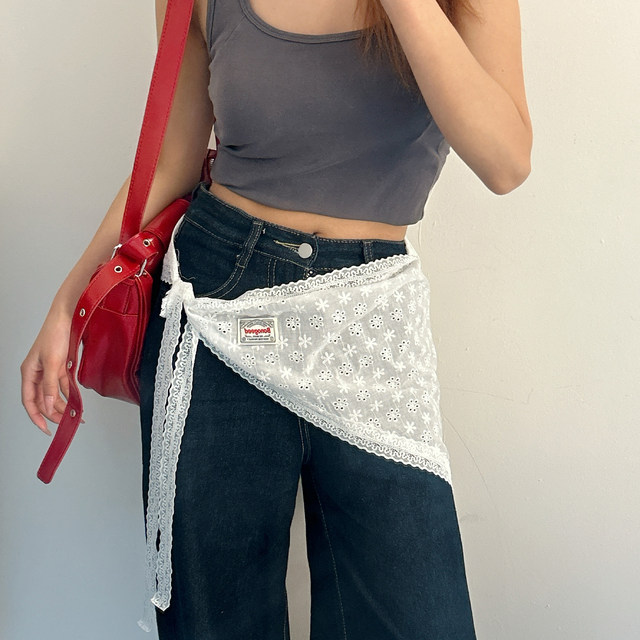 Korean design layered lace apron ass curtain