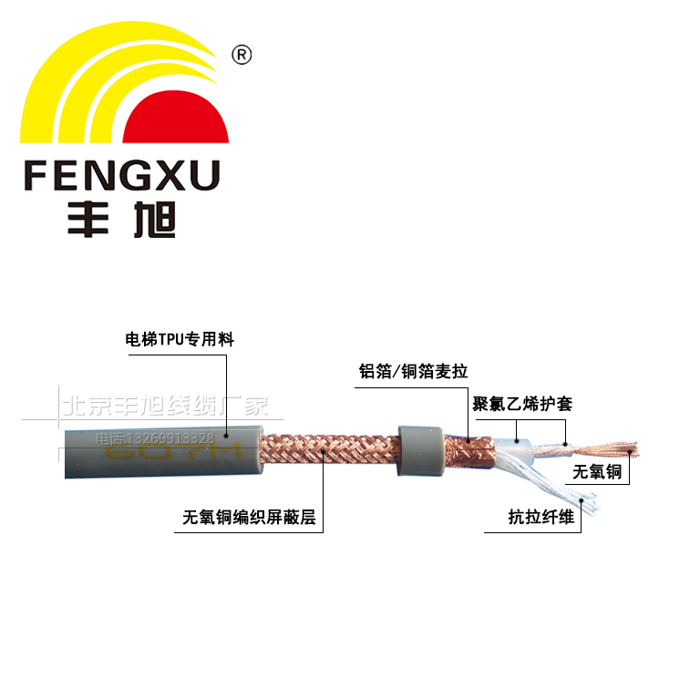 丰旭电梯视频线8/八分信号线电梯监控专用视频线电梯监控随行电缆 - 图1