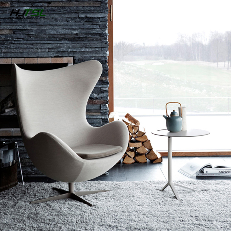 北欧设计师客厅真皮单人沙发椅现代简约鸡蛋玻璃钢懒人休闲椅轻奢-图1