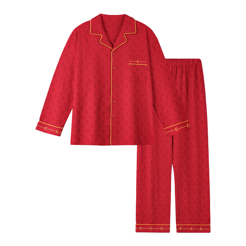 芬腾可安情侣睡衣女款春秋季红色套装高级感男士本命年纯棉家居服,淘宝优惠券,粉丝福利购,淘宝优惠卷