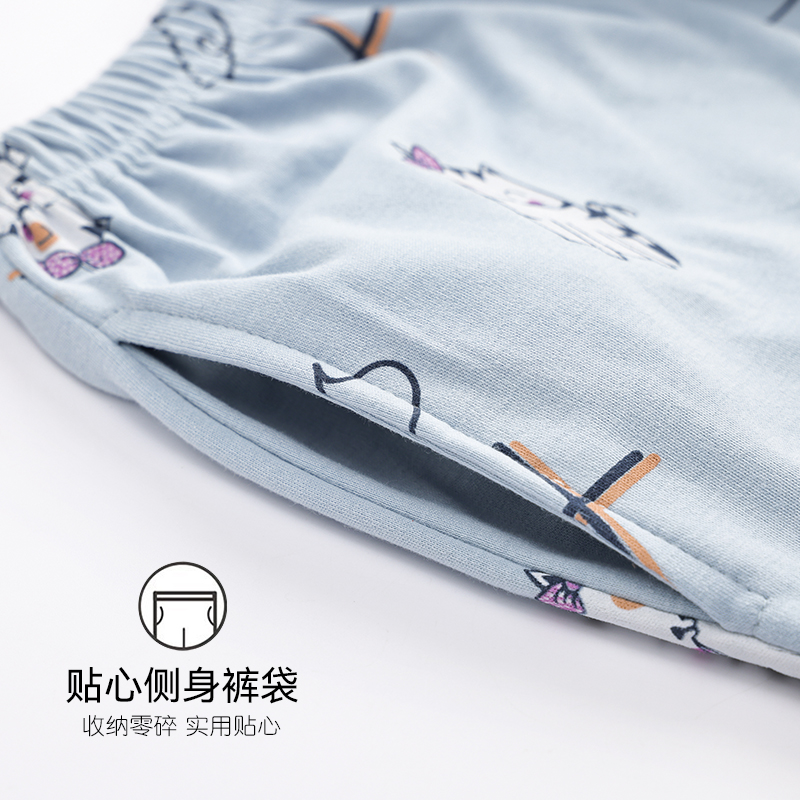 芬腾可安睡衣女款春秋季长袖带胸垫纯棉夏天可外穿女士家居服套装 - 图2