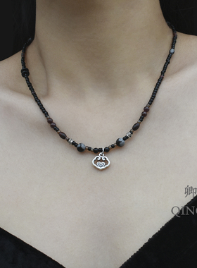 999纯银天然石圆珠原创设计