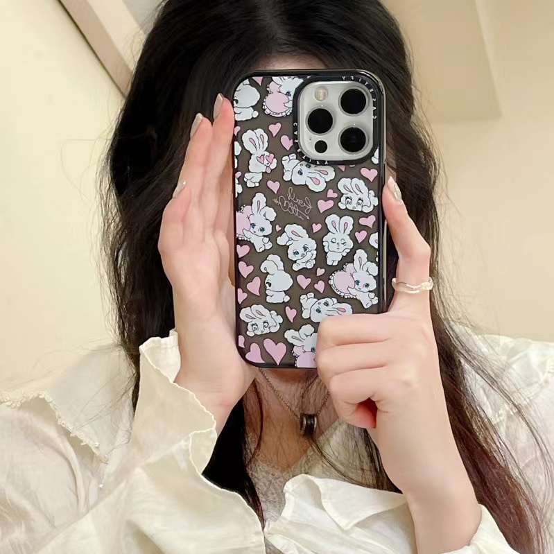 CASETiFy联名明星同款卡通爱心顽皮小白兔适用iPhone15苹果14promax12可爱少女13新款xs/xr全包防摔保护套8p - 图0