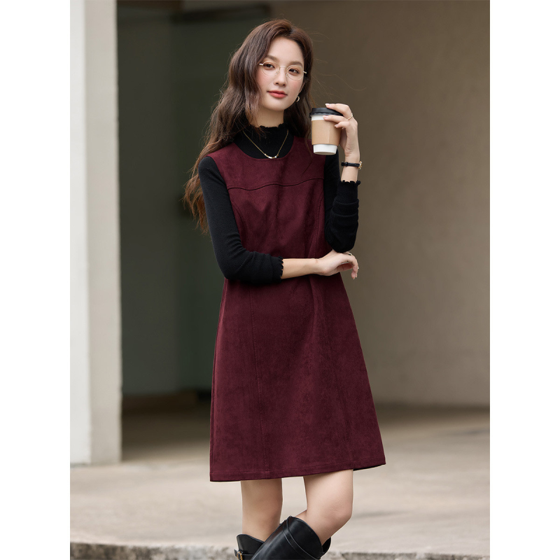 梵希蔓复古腔调2025年秋冬款时尚休闲百搭背心连衣裙优雅中裙女 - 图1