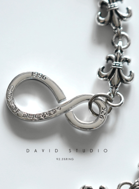 david纯银925纯银大号童军花情侣做旧潮流个性船锚裤链腰链包链