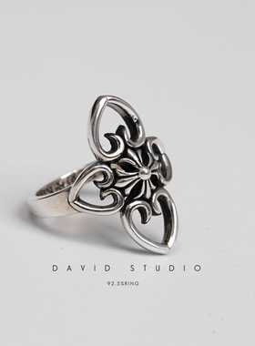 david全手工s925纯银镂空戒指
