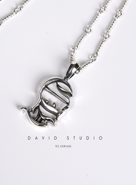 david纯银925纯银实心做旧个性百搭情侣项链 竹节做旧ins同款项链