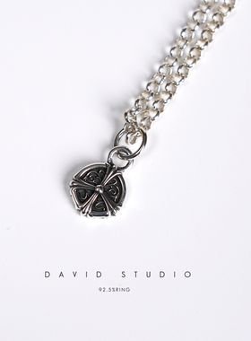 david纯银925纯银十字架做旧mini小号刻字女款项链 ins推荐百搭