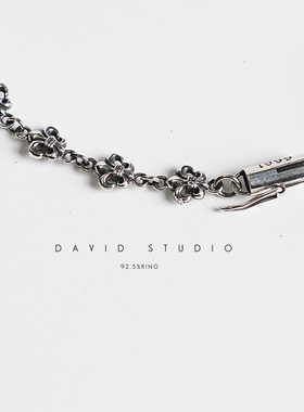 david 纯银S925纯银小号童军花船锚男款女款情侣手链 做旧手链