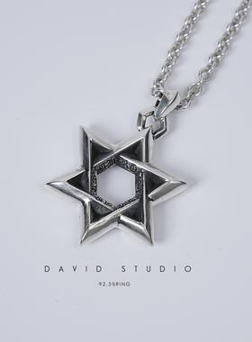 davidstudio925纯银六芒星吊坠
