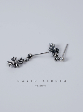 davidstudio926纯银十字架耳钉