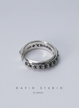 纯银十字架开口情侣尾戒gd同款