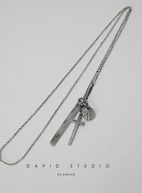 小众圆牌925银原创设计徽章项链