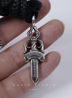 davidstudio925纯银朋克牛皮绳