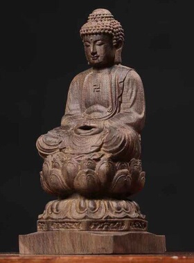 越南沉香木雕释迦牟尼摆件实木雕刻佛像木质家居佛祖像摆件工艺品