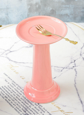 欧式宫廷粉红镀金陶瓷轻奢烛台餐桌台面装饰摆件西式浪漫烛台瑕疵