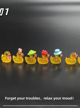 E加1 可爱夜光小鸭子微景观创意小摆件 水族馆鱼缸装饰品治愈礼物