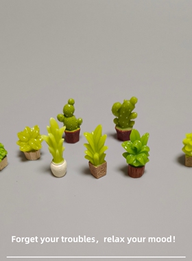 E加1 微景观创意可爱仙人掌小摆件车载桌面装饰工位解压小礼物