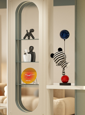 现代轻奢高级感客厅电视柜玄关隔断柜摆件样板房入户屏风柜装饰品