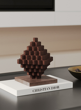 现代原宿风马赛克松果积木摆件复古客厅样板房书柜桌面高级感软装