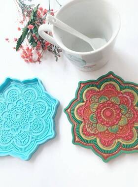 Mandala Coaster Silicone Mold Round Tray Cup Mat Epoxy Resin