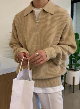 Half Zip Sweater Men's Autumn/Winter Polo Shirt Loos