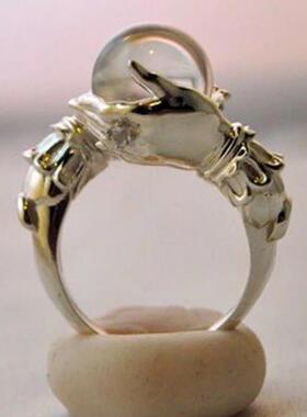 New creative retro lucky crystal bead ring punk style hip ho