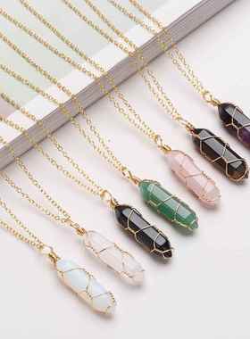 Fashion nd Crystals Necklace Bohemian Hexagon Opal Pendant N