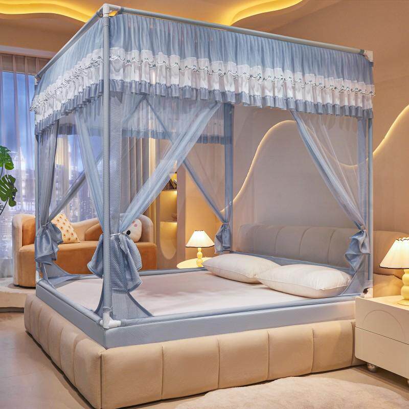 A类加密TU型床笠式回底防摔蚊帐家用3开门全封闭拉链方帐加厚支架,淘宝优惠券,粉丝福利购,淘宝优惠卷