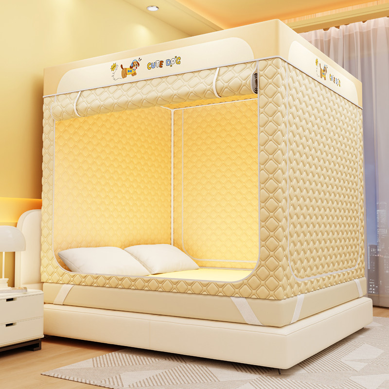 冬季五面夹棉遮光家用防风加厚保暖温防寒回底三开门拉链帐床幔帘,淘宝优惠券,粉丝福利购,淘宝优惠卷