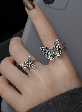 学生韩版时尚风复古ins蝴蝶戒指