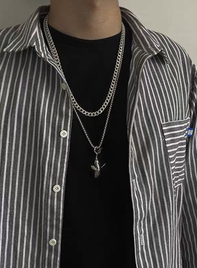 街头风蹦迪钛钢锁骨链不掉色网红