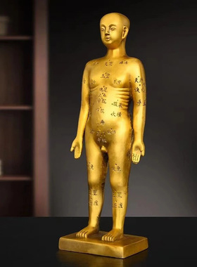 黄铜针灸铜人摆件药房桌面装饰全身穴位经络人体模型铜灸穴位人o