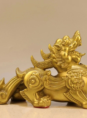 铜八卦貔貅摆件一对客厅店铺家居办公桌黄铜装饰皮丘貔恘开业工艺