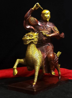 九天应元雷声普化天尊雷神摆件黄铜彩绘南极长生大帝雷祖神像o