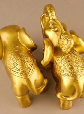 铜象摆件一对吸水大象客厅酒柜家居乔迁办公室店铺装饰工艺礼品o