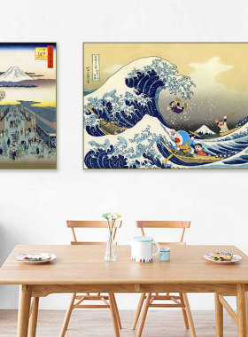 神奈川冲浪里浮世绘日式风装饰画