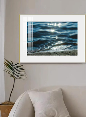 波光粼粼大海海水风景装饰画蓝色波纹高级感壁画餐厅客厅玄关挂画