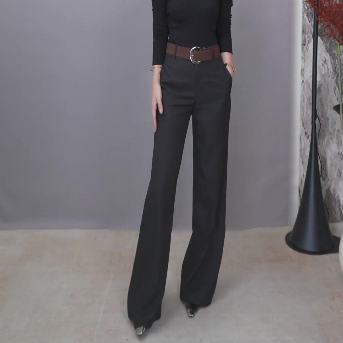 黑色高腰修身西装阔腿裤女2025秋季新款宽松显瘦休闲垂感直筒长裤,淘宝优惠券,粉丝福利购,淘宝优惠卷