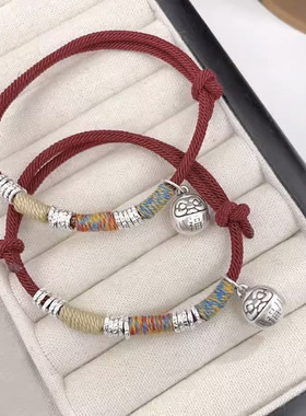 大佛寺法物流通国风本命年红手绳手链小众设计百搭平安吊坠手链