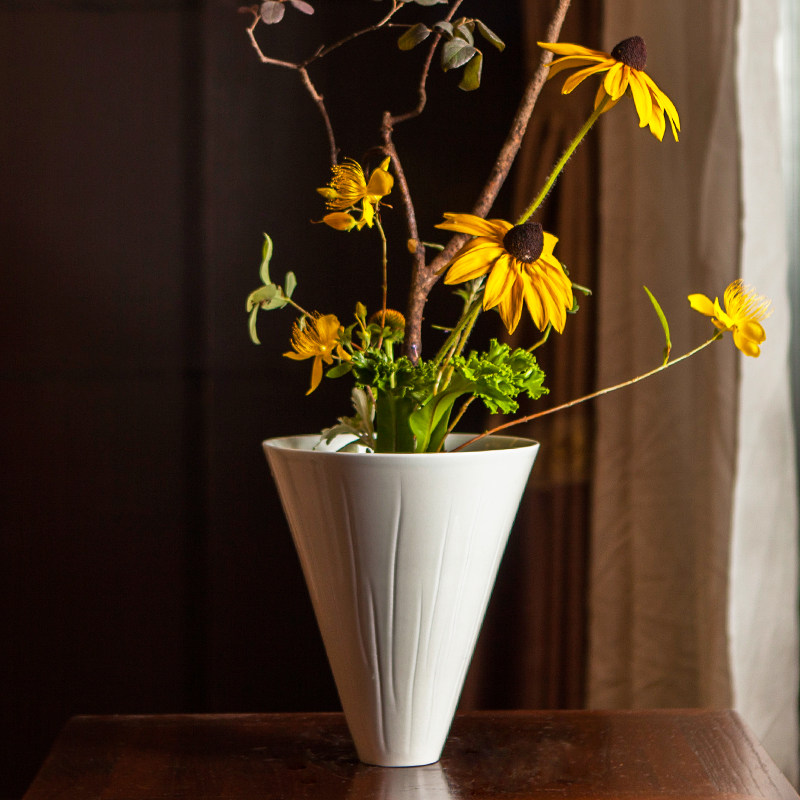 池坊花道陶瓷花器雅典黑色日本花道生花立花手工器皿日式剑山插花