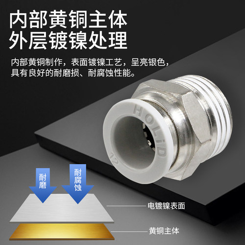 气动塑料快插快速接头螺纹直通PC4/6/8-01/2/3/4PU软管铜接头气嘴 - 图0