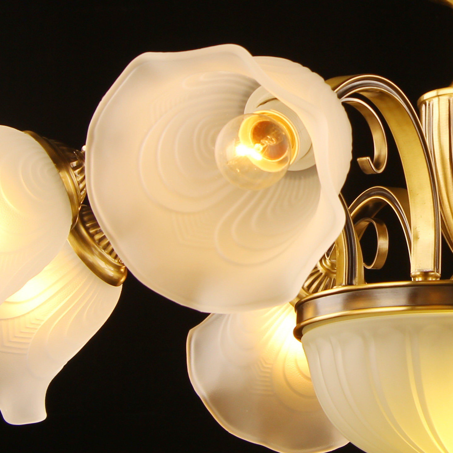 奥灯美式乡村全铜吊灯木棉花朵玻璃灯罩向下全铜灯客厅餐厅灯9189,淘宝优惠券,粉丝福利购,淘宝优惠卷