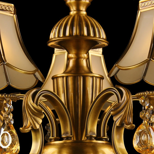 欧式全铜水晶吊灯客厅餐厅卧室别墅法式吊灯美式铜艺灯AI智能语音 - 图2