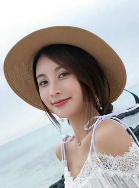 草帽百搭小清晰可折叠遮阳帽子