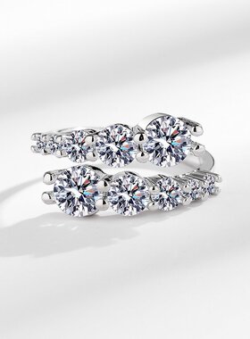 微镶锆石几何开口食指戒