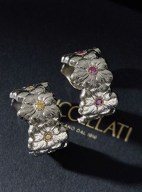 925纯银大利布家精工拉丝工艺权志龙同款雏菊栀子花戒指永恒系列