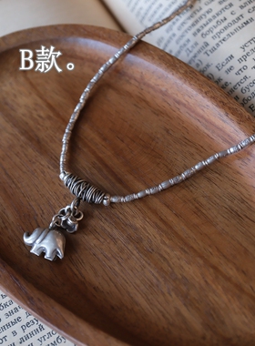 妖家 手工银饰 纯银小象款项链 泰国进口 YC168