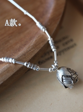 妖家 手工银饰 纯银玫瑰花 花朵项链 泰国进口 YC170